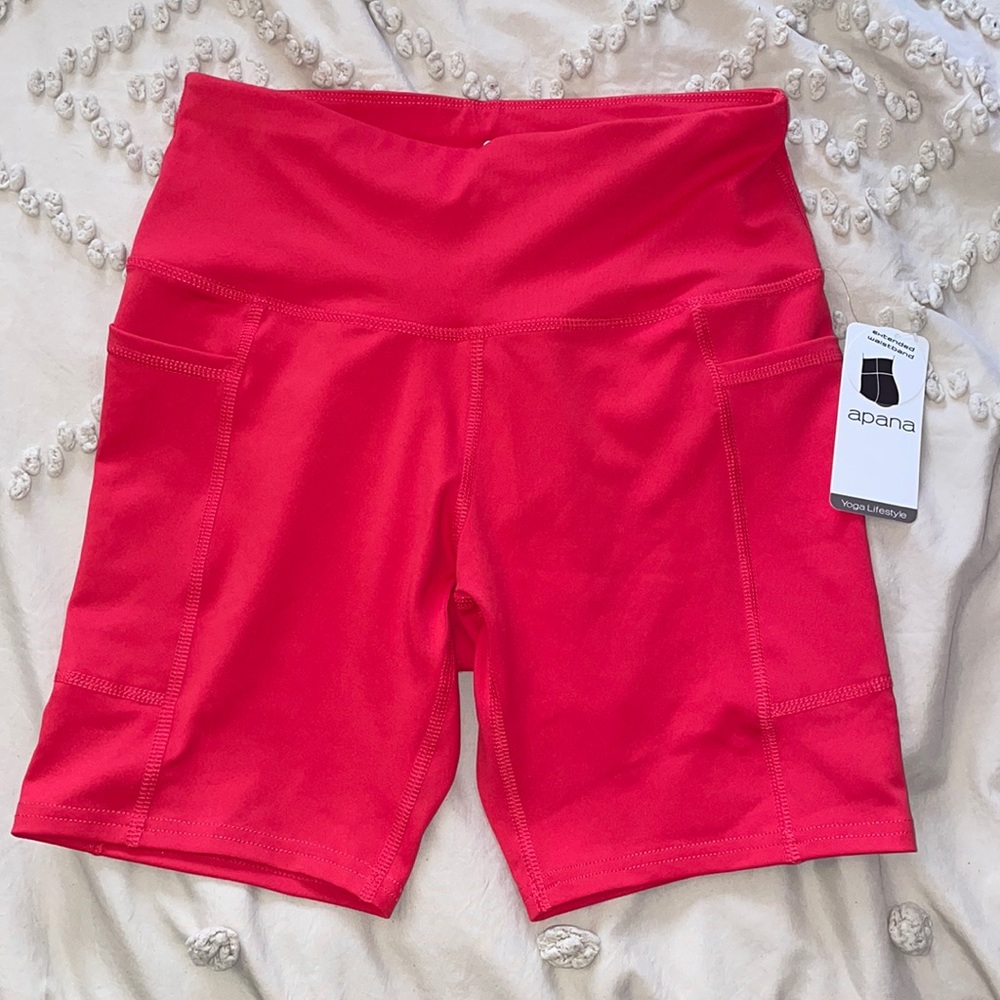 Coral Apana Biker Shorts